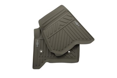 GM First-Row Premium All-Weather Floor Mats in Dune with Bowtie Logo 84039116