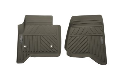 GM First-Row Premium All-Weather Floor Mats in Dune with Bowtie Logo 84039116