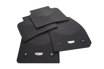 GM First-and Second-Row Premium All-Weather Floor Mats in Jet Black with Cadillac Logo 84119592