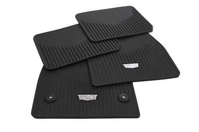 GM First-and Second-Row Premium All-Weather Floor Mats in Jet Black with Cadillac Logo 84220178