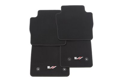 GM First-and Second-Row Carpeted Floor Mats in Jet Black with V-Series Logo 84591803