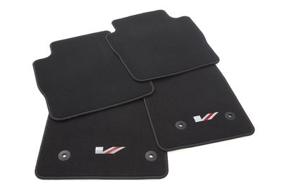 GM First-and Second-Row Carpeted Floor Mats in Jet Black with V-Series Logo 84591803