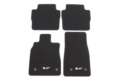GM First-and Second-Row Carpeted Floor Mats in Jet Black with V-Series Logo 84591803