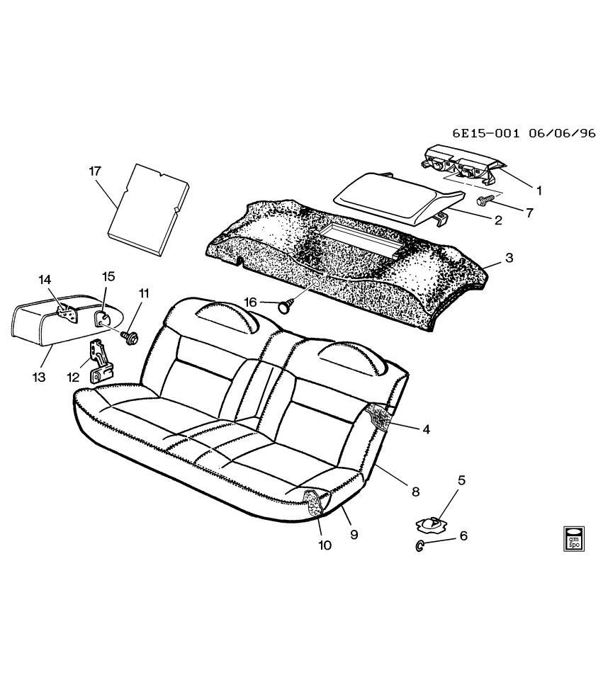 GM 16728885 Armrest Assembly, Rear Seat/ Complete