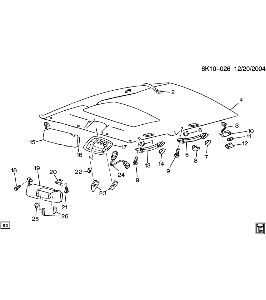 GM 12372181 PANEL, Roof Headlining