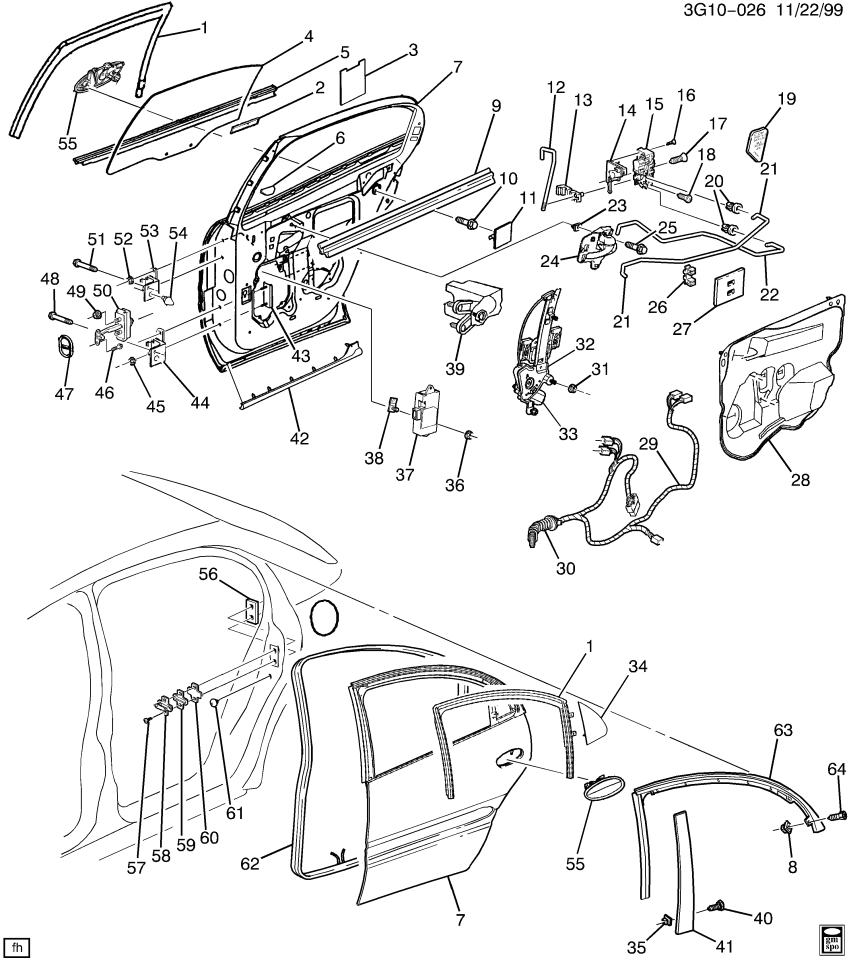 GM 25725439 Weatherstrip Assembly, Rear Side Door Auxiliary *Gray Y