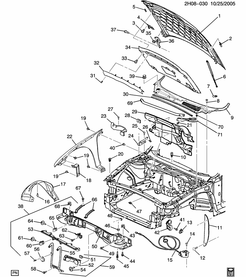 GM 25768516 Bar, Front End Sheet Metal Cr
