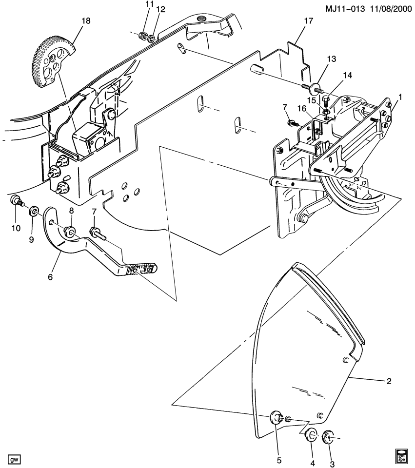 GM 12362868 NUT, Quarter Window Regulator