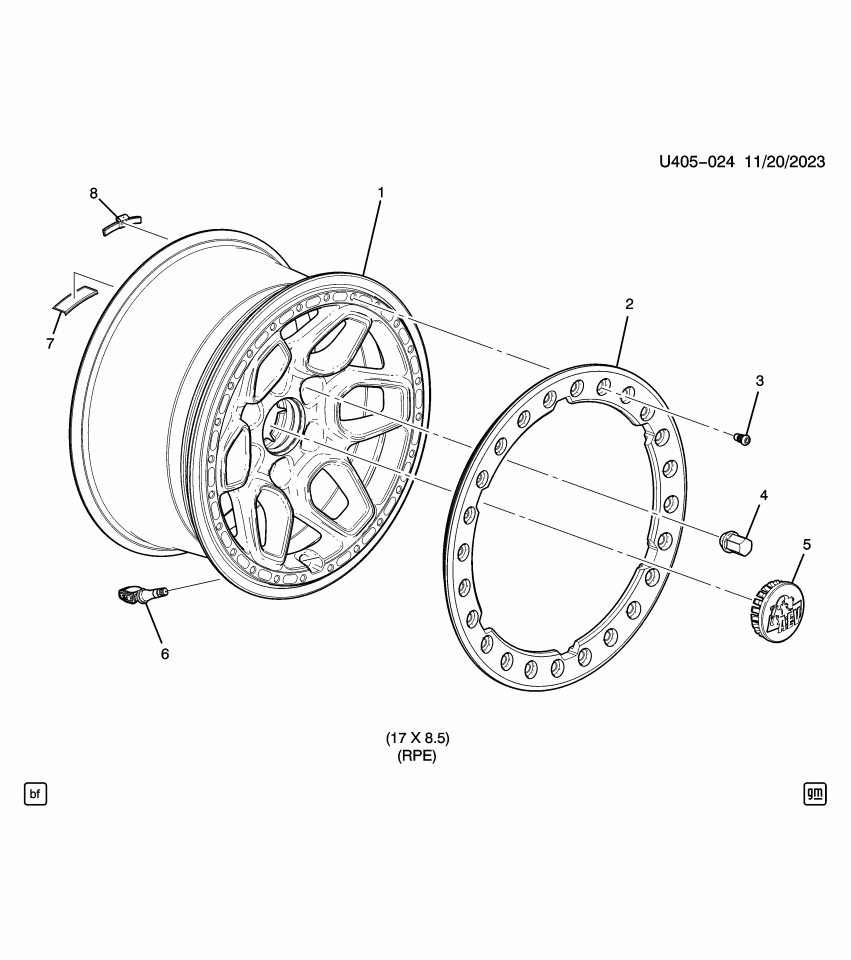 GM 85541009 WHEEL ASM-FRT & RR