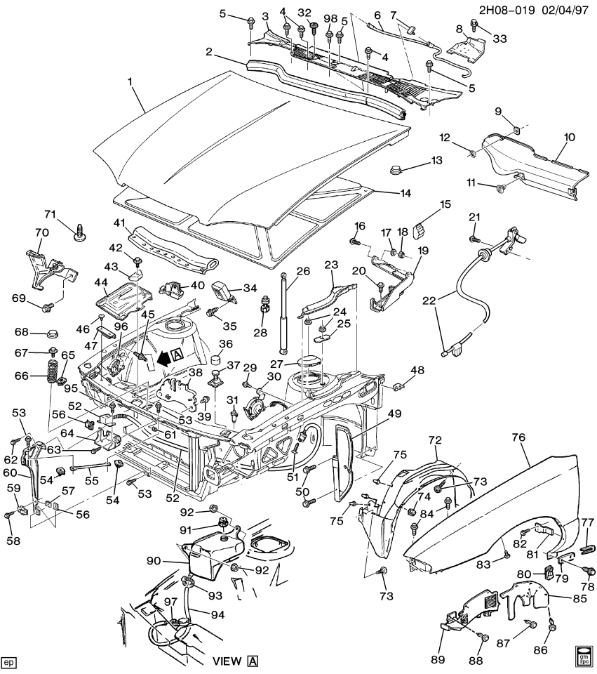 GM 12374495 Hood Kit