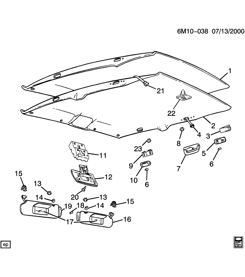 GM 12372411 INSULATOR, Roof Headlining