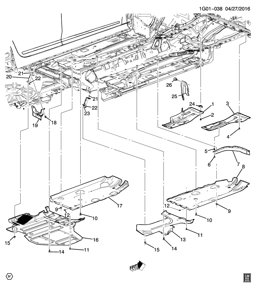 GM 22795376 Deflector, Underbody Front Air *Black