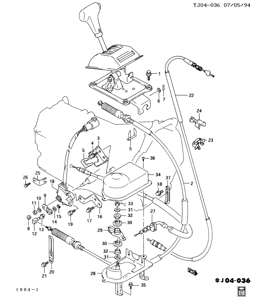 GM 96069519 Lever, Automatic Transmission Throttle Valve Cable