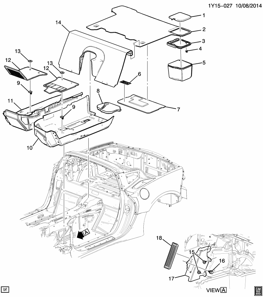 GM 11612143 Retainer,Floor Carpet Auxiliary Mat *Gray