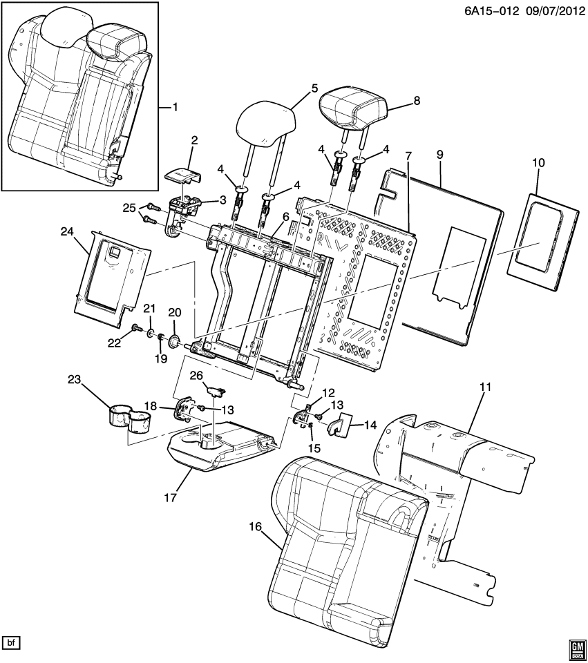 GM 23374543 Restraint Assembly, Rear Seat Center Head *Light Platin