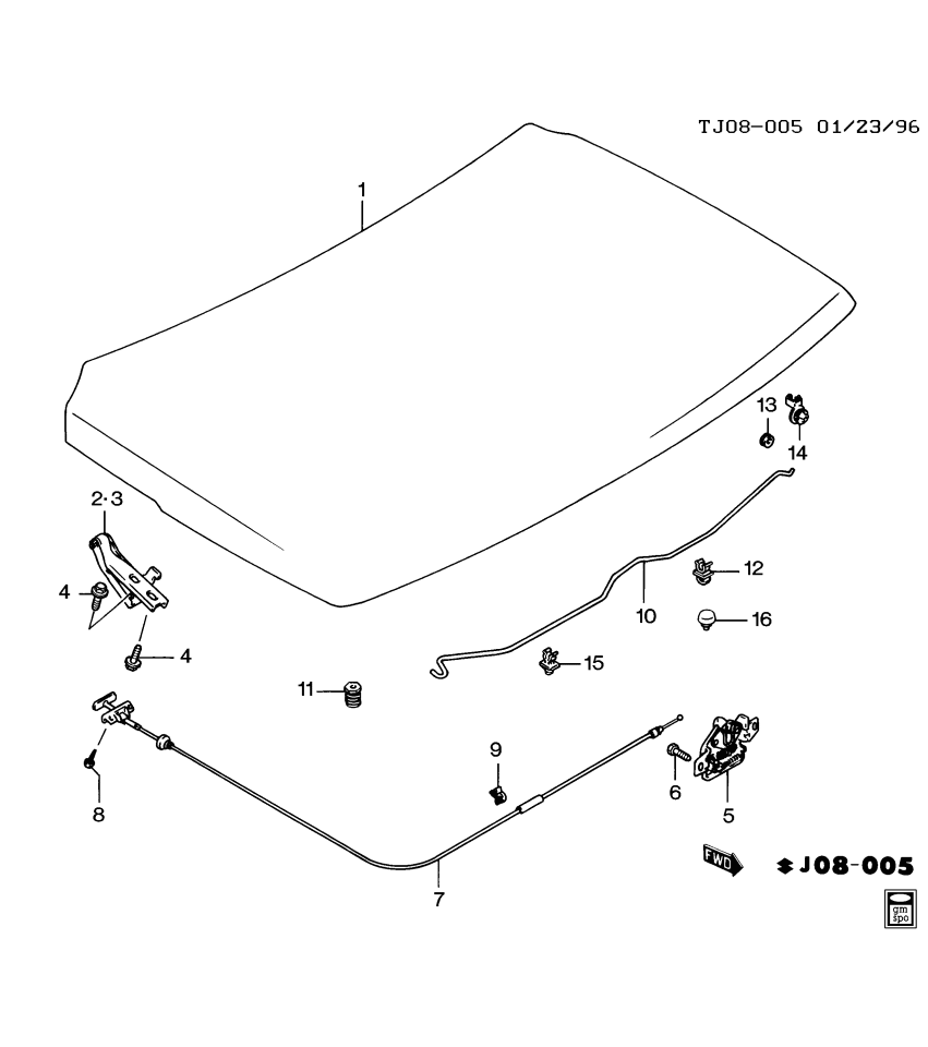 GM 91173661 Hinge,Hood