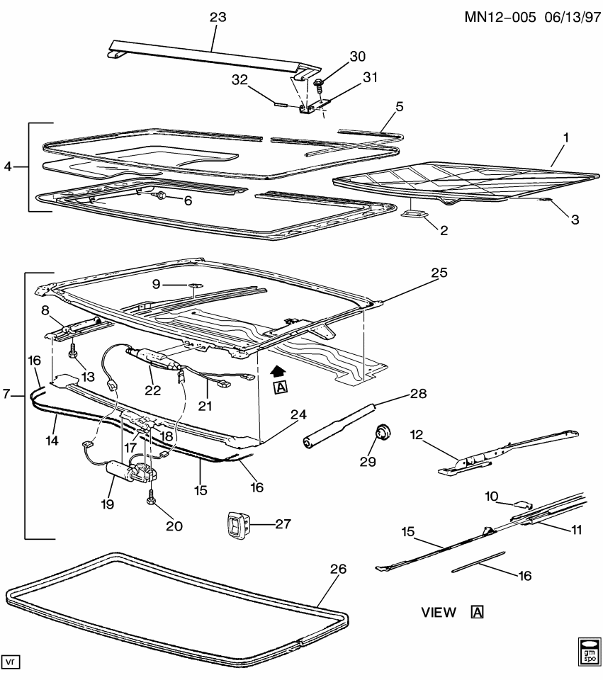 GM 22659843 Window Asm,Sun Roof <Use 1C3J 3150A>