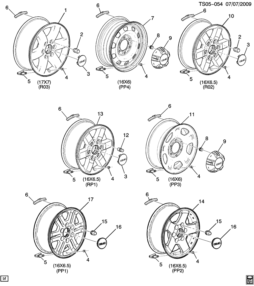 GM 9598794 Wheel Rim, 16X6.5J 23Mm Outside 139.7X6Xm12 Bellcrank *Chrome Clad
