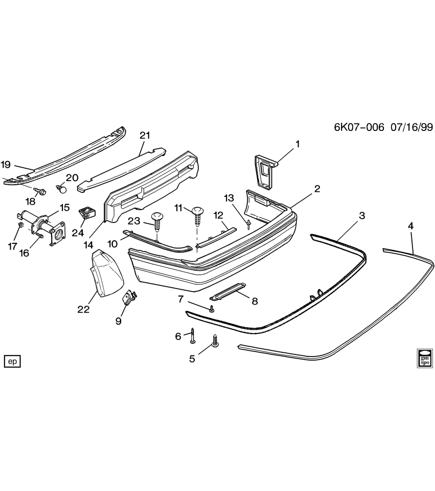 GM 25635731 Pad, Rear Bumper Fascia