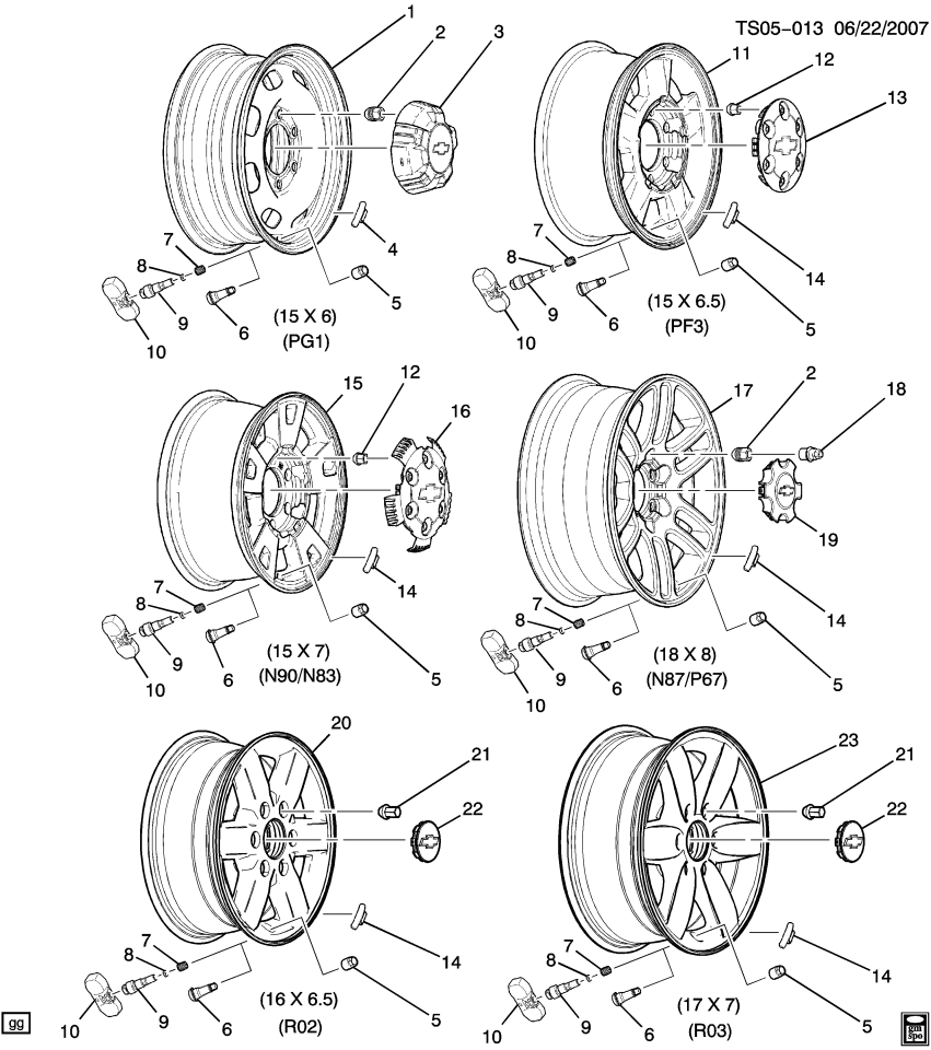 GM 9598796 Wheel Rim, 17X7.0J 33Mm Outside 139.7X6Xm12 Bellcrank *Chrome Clad