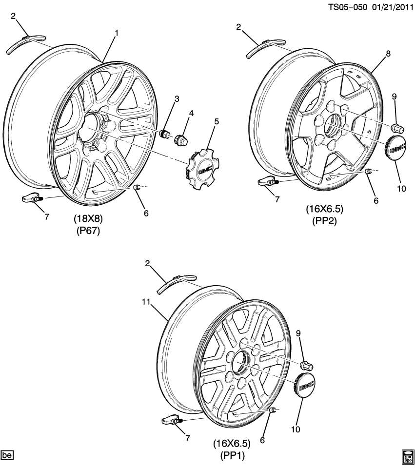 GM 9597844 Wheel Rim, 16X6.5J 41Mm Outside 139.7X6Xm12 Bellcrank