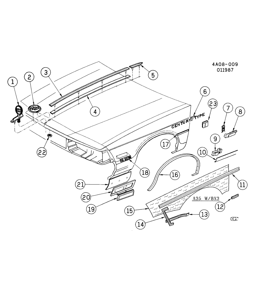 GM 10089794 Molding, Hood Center