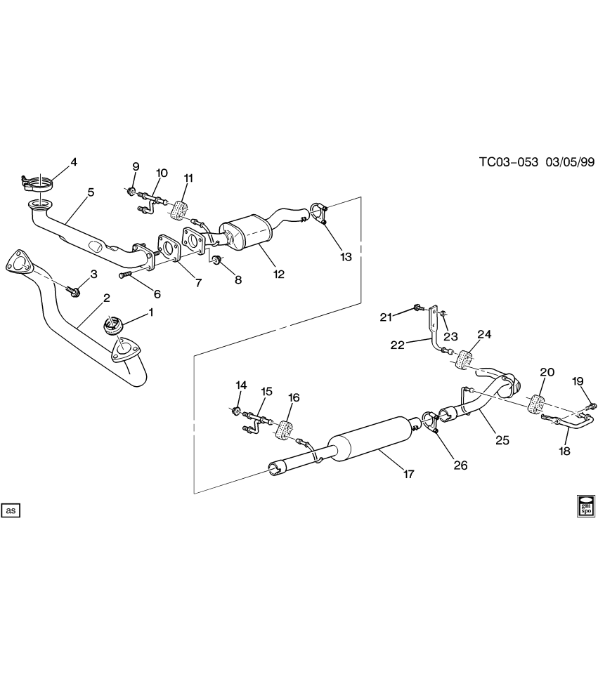 GM 15009719 Exhaust Muffler Assembly (W/ Exhaust Pipe & Tail Pipe)
