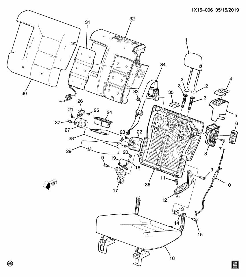 GM 84514766 Cover Assembly, R/Seat Bk *Black