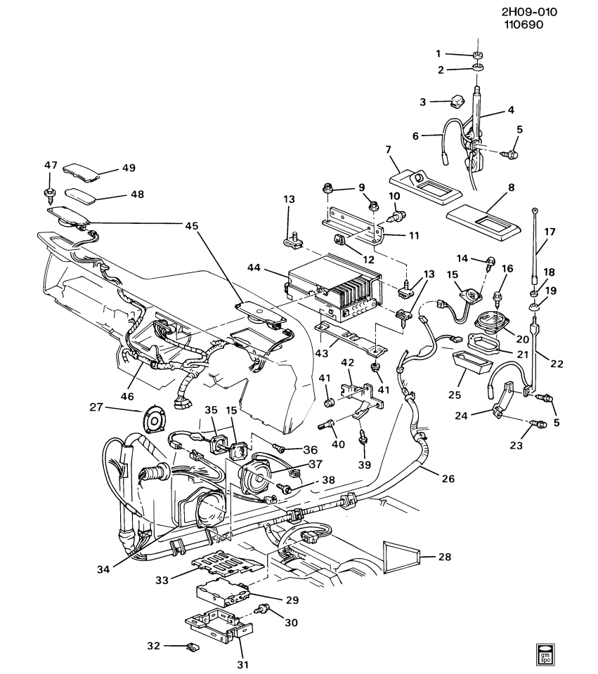 GM 20746002 SPACER, Radio Auxiliary Speakers