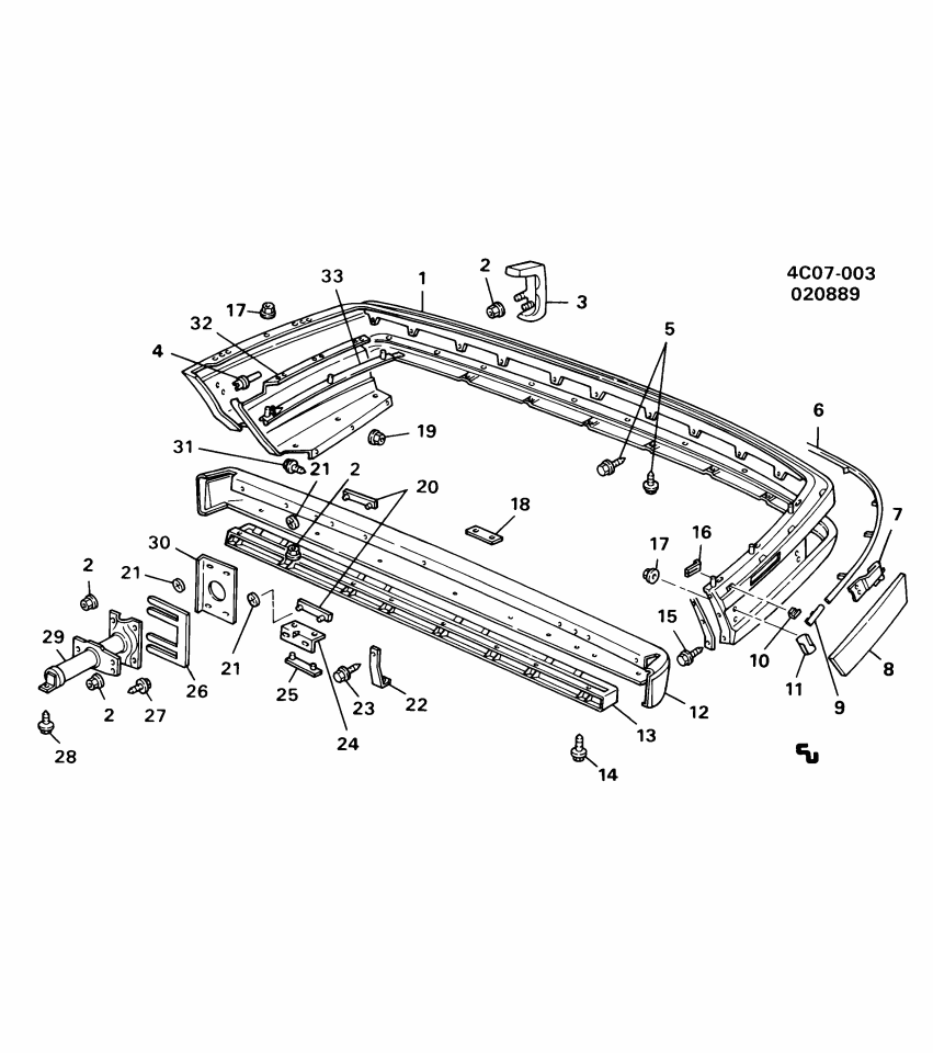GM 25519500 Bar, Rear Bumper Impact