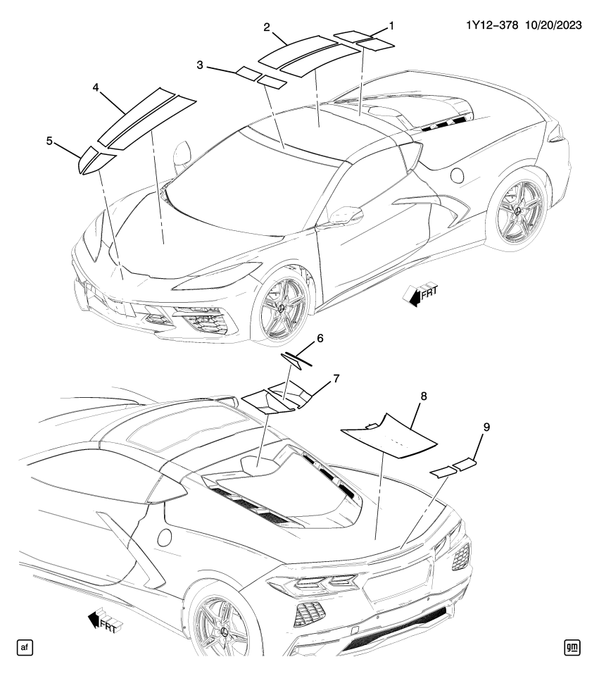 GM 87853122 DECAL-FRT BPR FASCIA UPR *CRBN FLSH MT