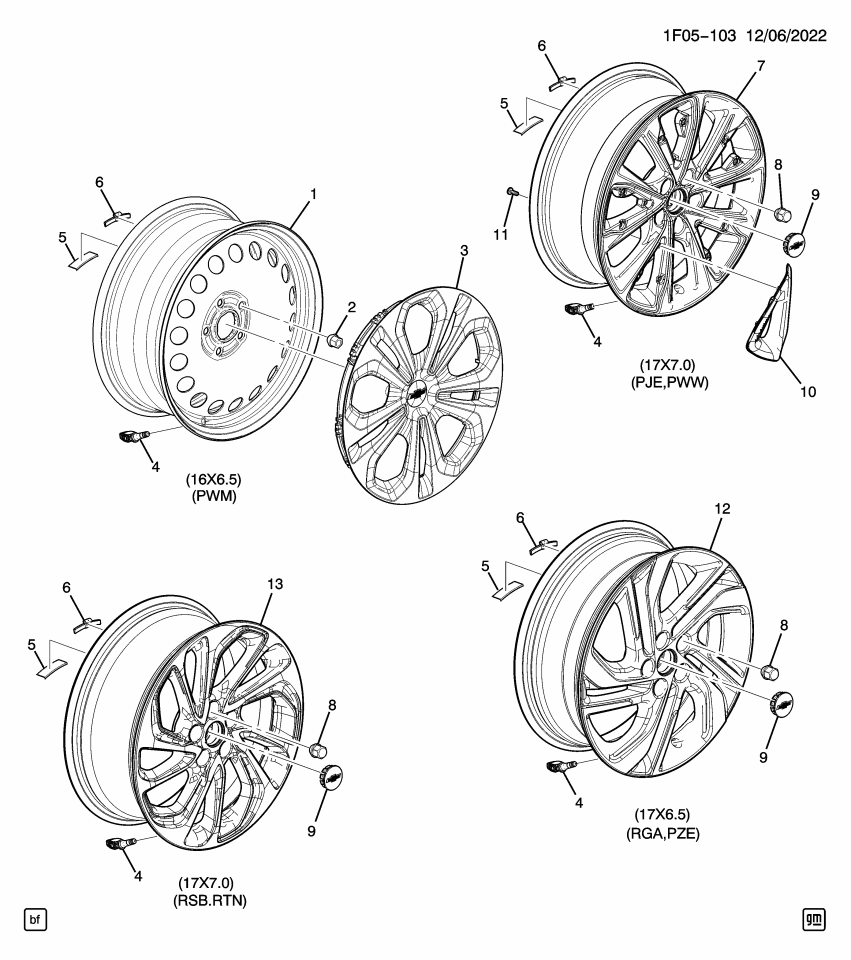 GM 42777631 WHEEL-FRT & RR