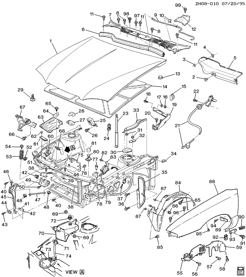 GM 25559981 BRACKET, Hood Latch Release Cable