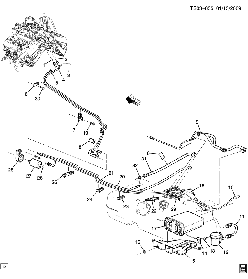 GM 15109088 Pipe Assembly, Fuel Return Rear