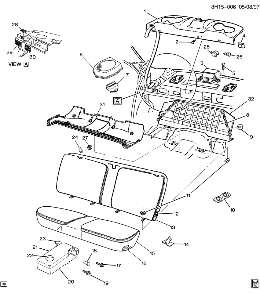 GM 12512327 SUPPORT, Rear Seat Center Armrest