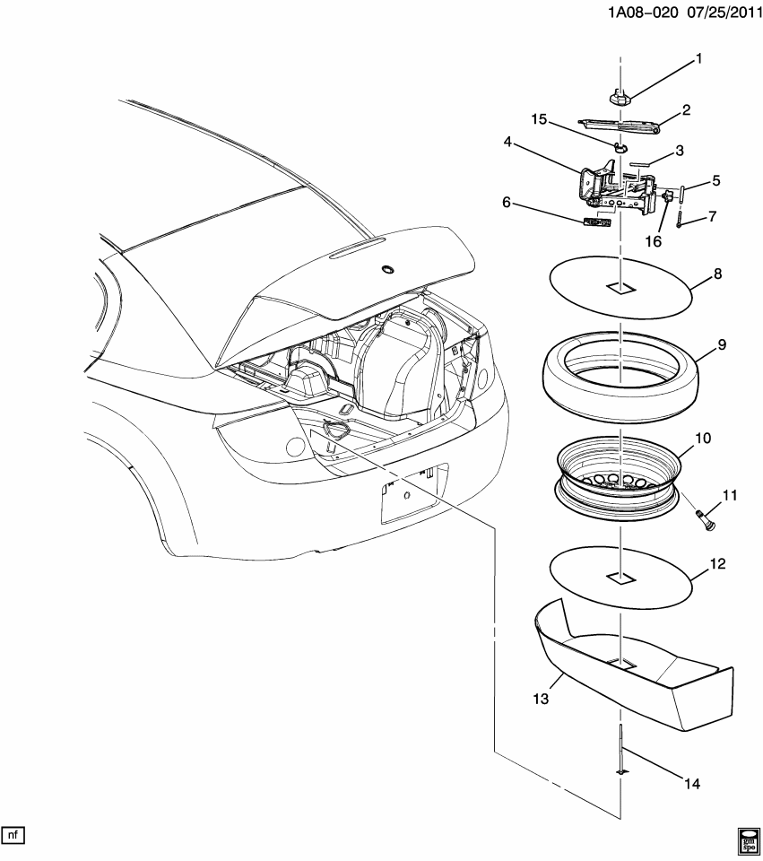 GM 9598450 Kit, Tire Spare W/15X4 5 Luggage Wheel Rim