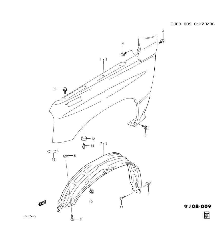 GM 91173365 Fender,Front RH