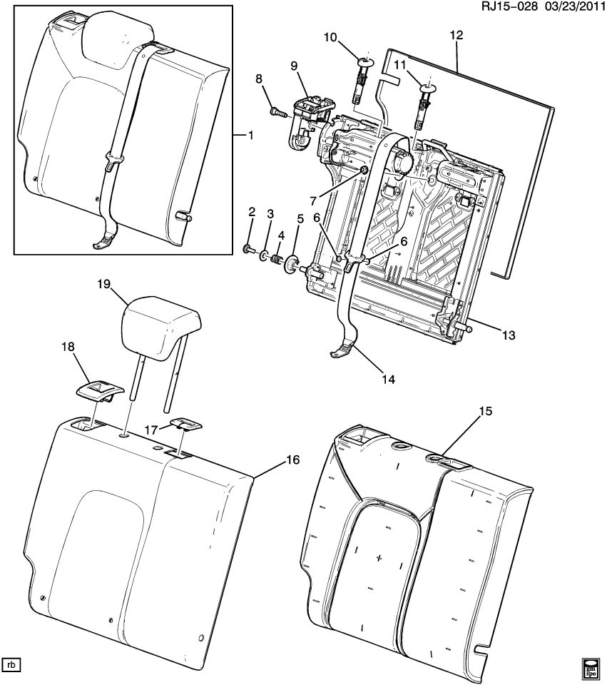GM 42733982 Cushion Assembly, R/Seat Bk (Rh Proc) *Black