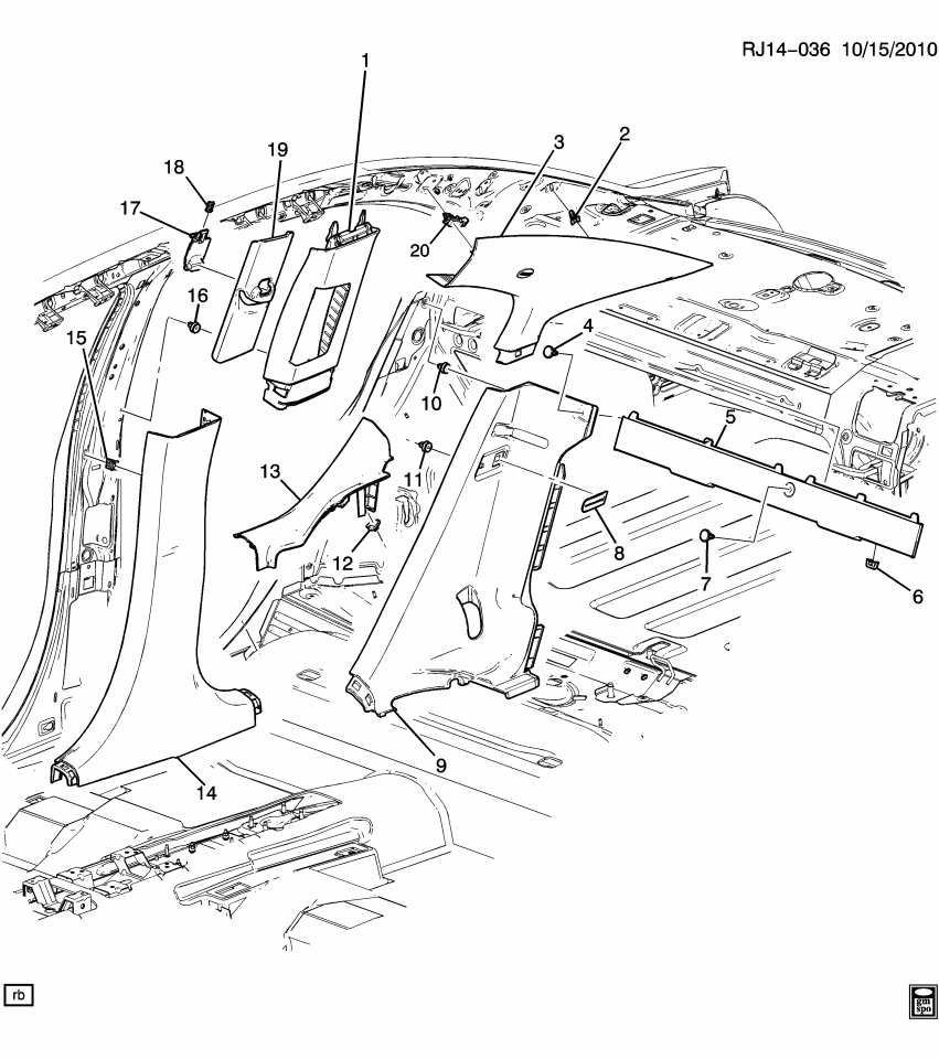 GM 95154384 MOLDING,BODY RR COR UPR GARN