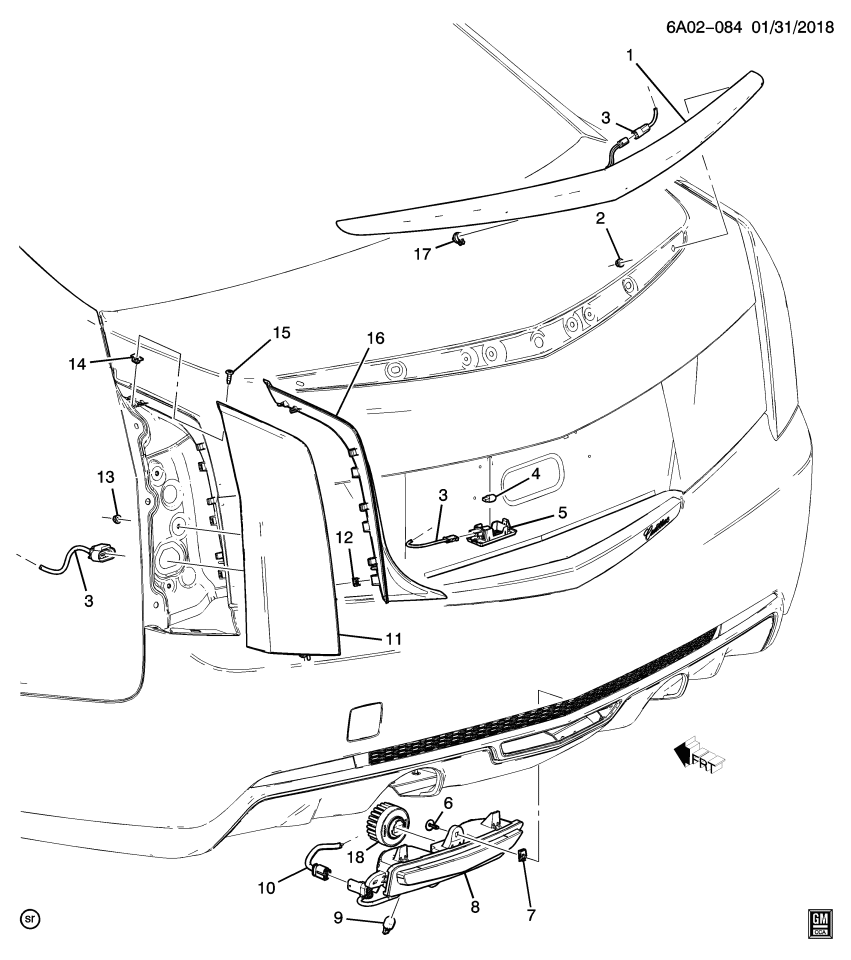 GM 23305564 Panel, Rear Body Structure Stop Lamp Trim