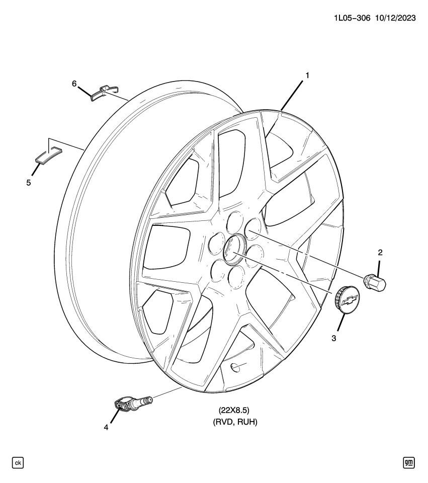 GM 84946565 WHEEL - 22 X 8.5, J, ALUMINUM, DESIGN 4