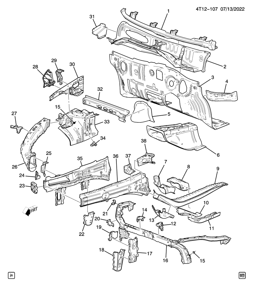 GM 60007990 PLATE ASM-BODY FRT BPR IMP BAR ANC