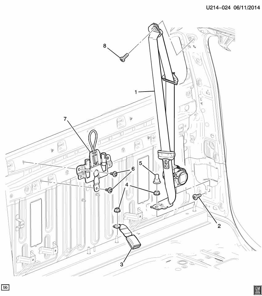 GM 19353698 Belt Kit,Rear Seat (Retractor Side) *Cocoa *Cocoa