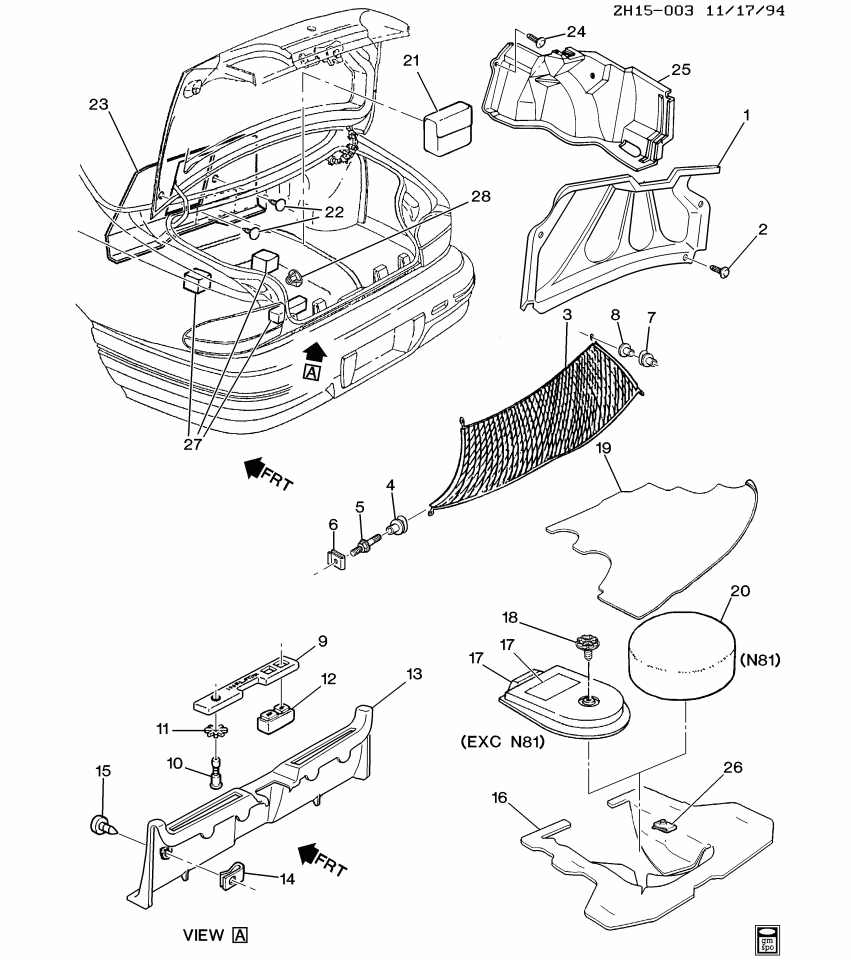 GM 25636510 Trim Assembly, Body Rear Seat Back Panel *Gry D Hether