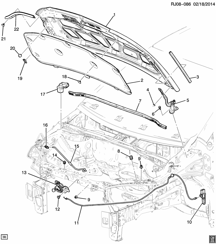GM 22911305 Sealing Strip,Hood Inner Panel Opening