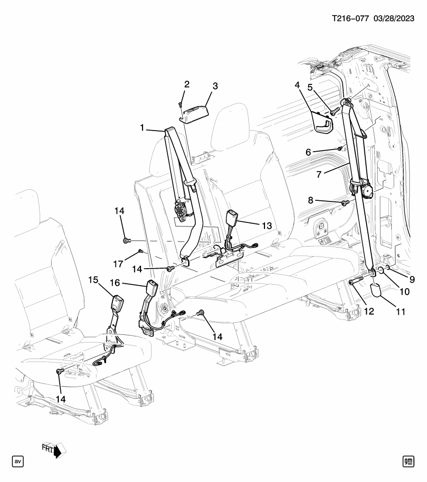 GM 85642072 RETRACTOR KIT-R/SEAT CTR BELT *BACKEN BLACKK