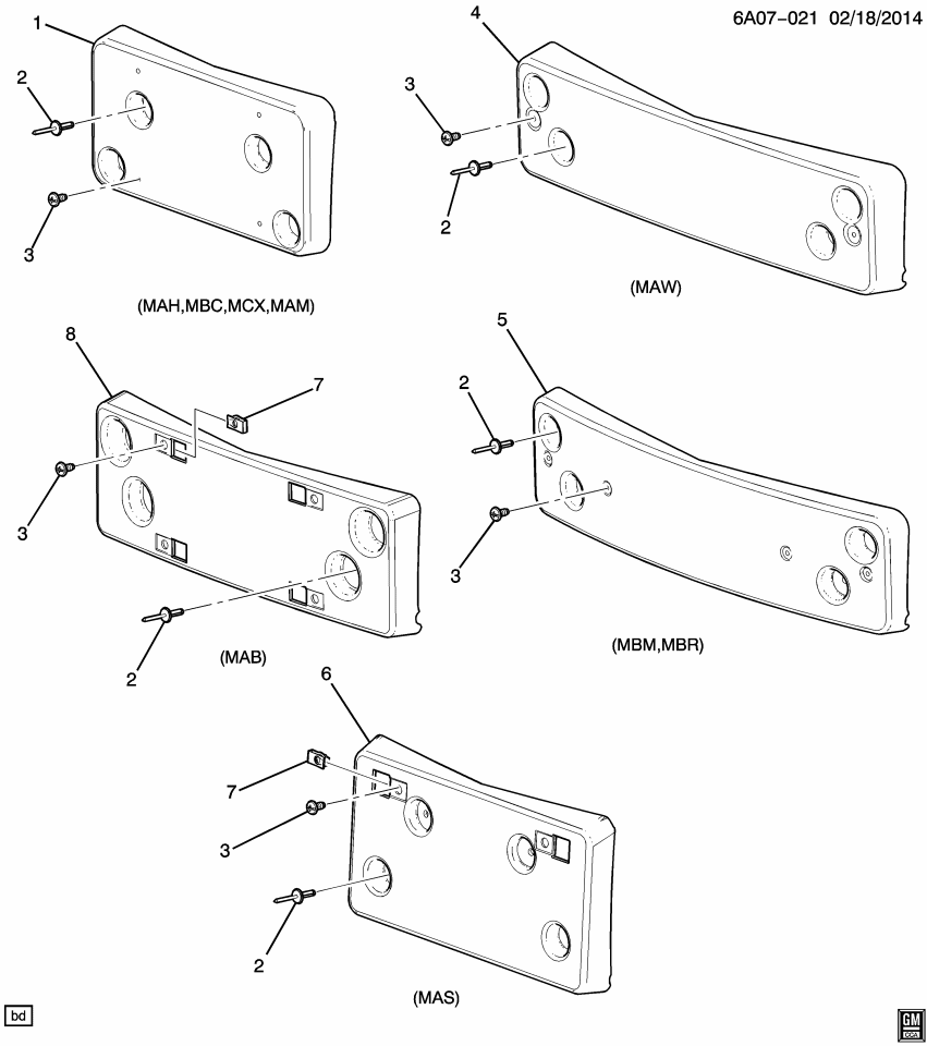 GM 22933877 Bracket Pkg, Front License Plate
