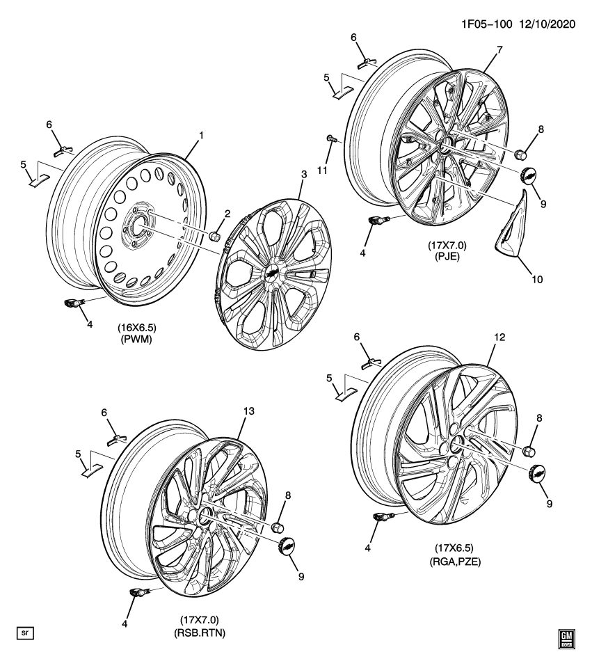 GM 42599173 Wheel, Front & Rr *Carbon Flash