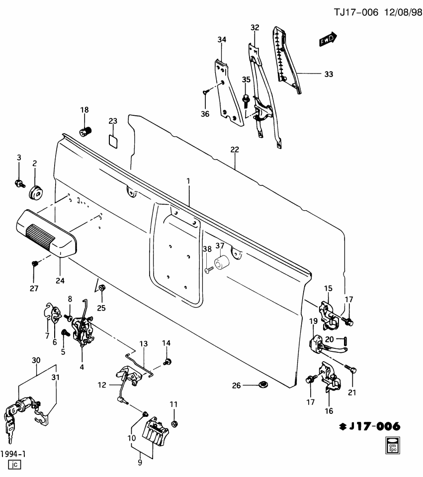 GM 96058938 Hinge,Rear Door Lower