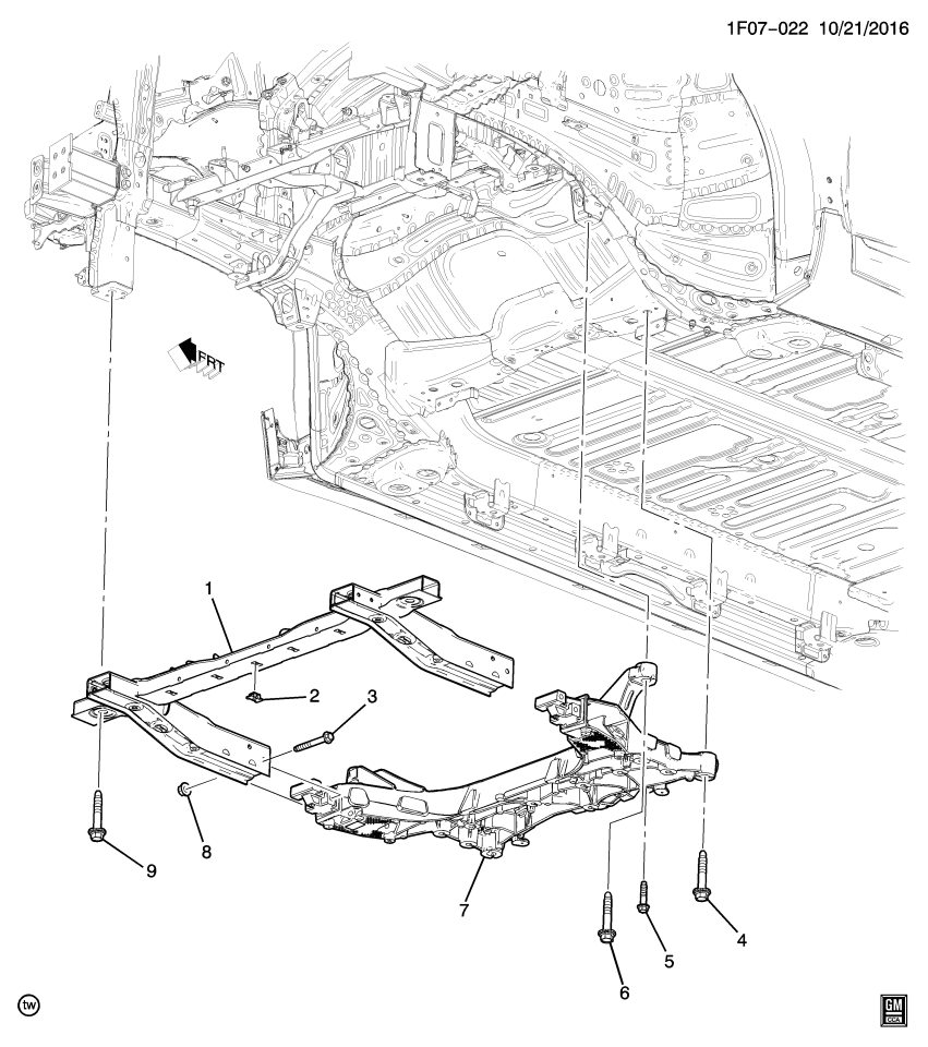 GM 42786178 EXTENSION-DRIVETRAIN & FRT SUSP C/MBR